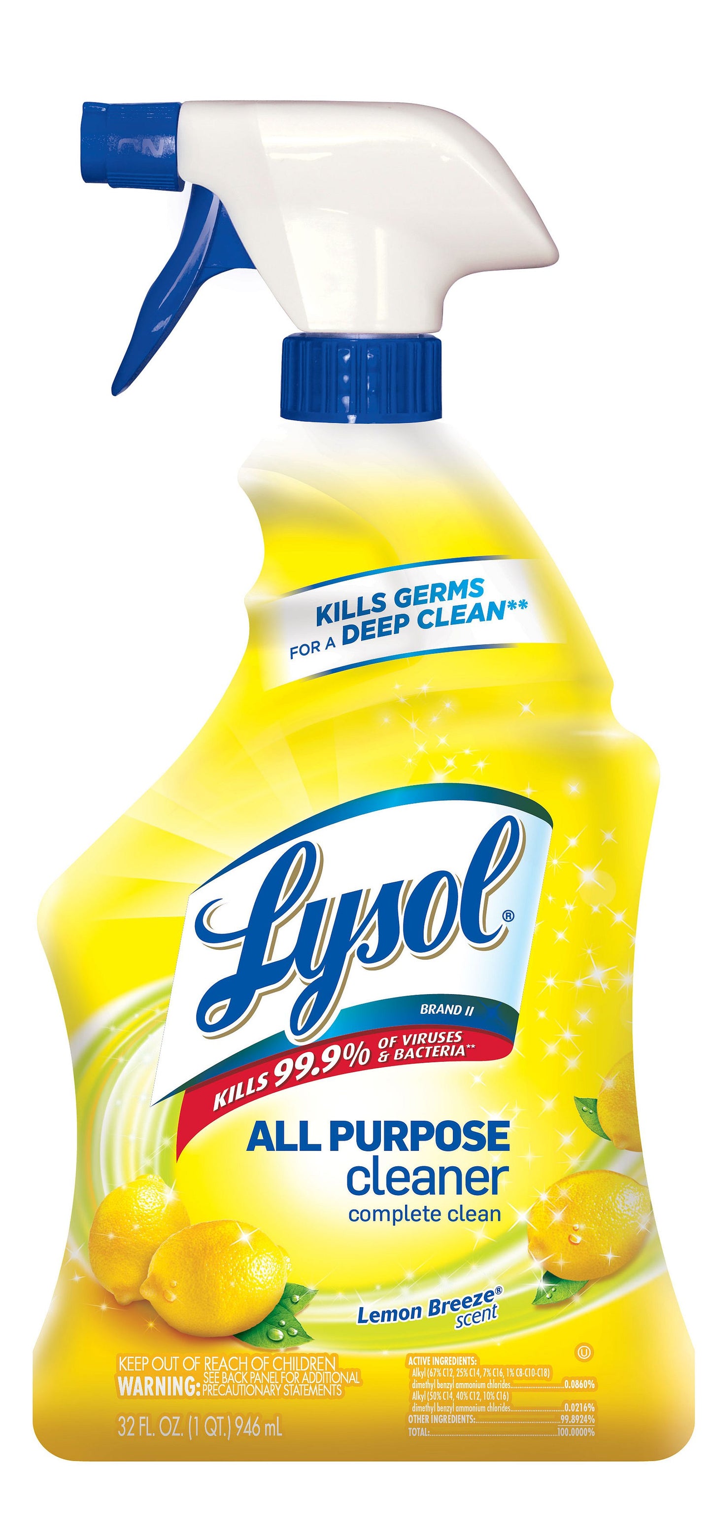 Reckitt Benckiser , Lysol All Purpose Cleaner , 32 oz. Trigger Spray Lemon Breeze , 12 / cs