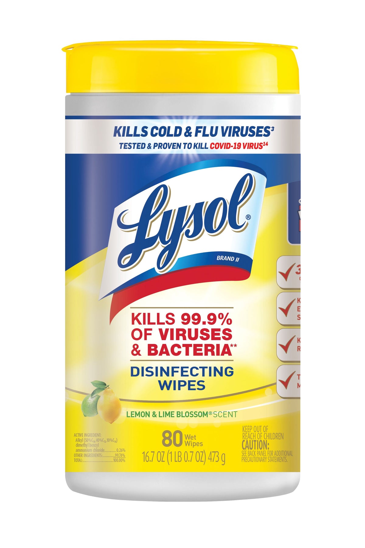 Reckitt Benckiser , Lysol Disinfecting Wipes , 80 Count Lemon & Lime Blossom , 6 / cs