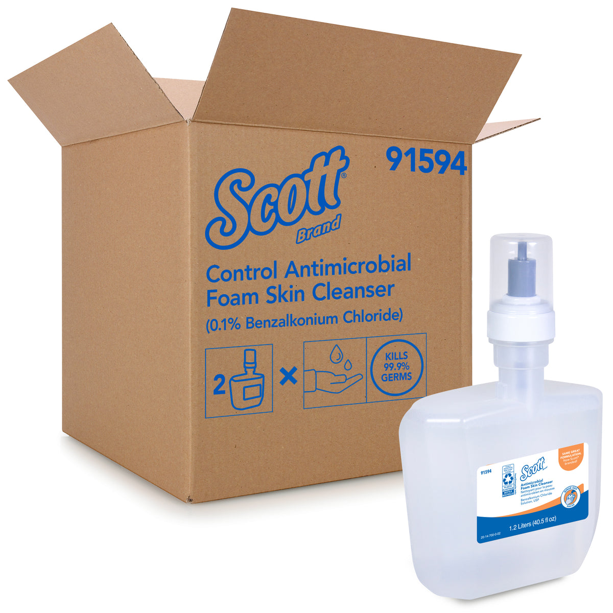 Kleenex Antimicrobial Foam Skin Cleanser, 1.2 L, Clear Unscented, 2/Case