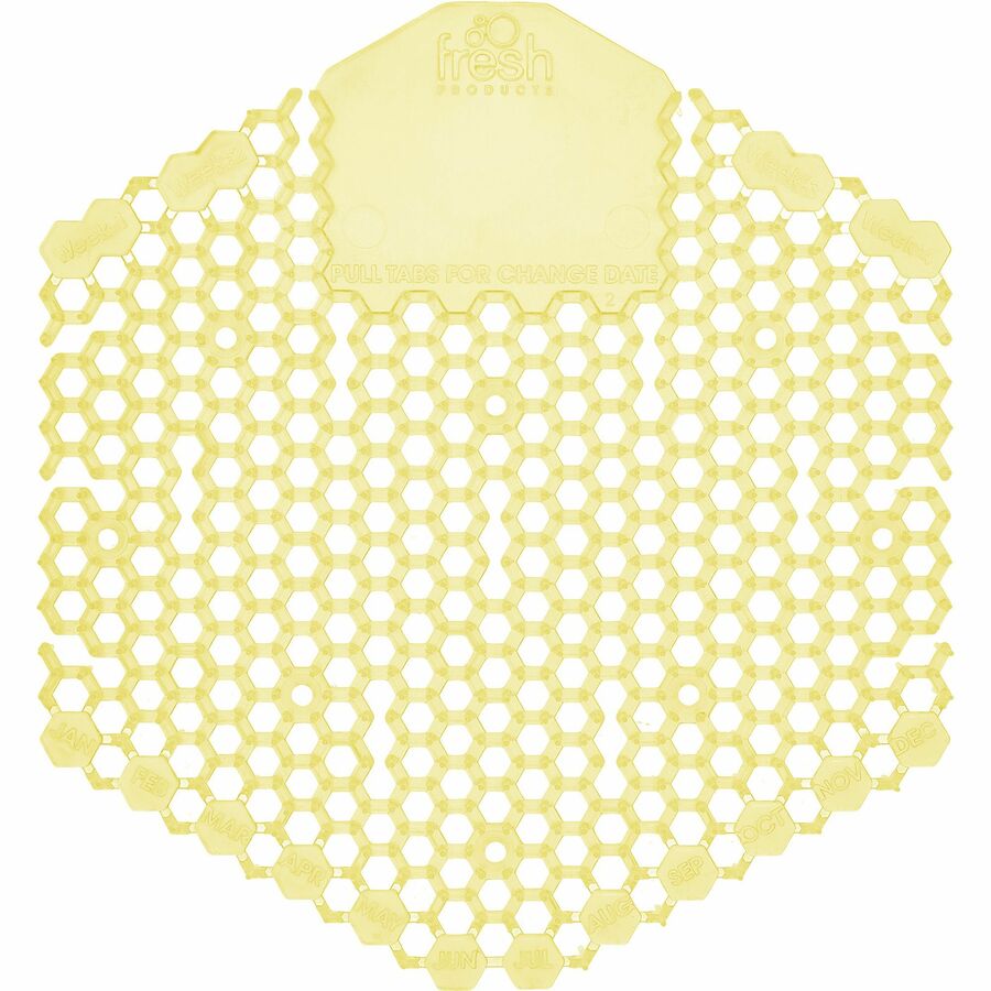 Fresh Products Wave 3D Urinal Screens, Yellow, Citrus Scent, 10/Box