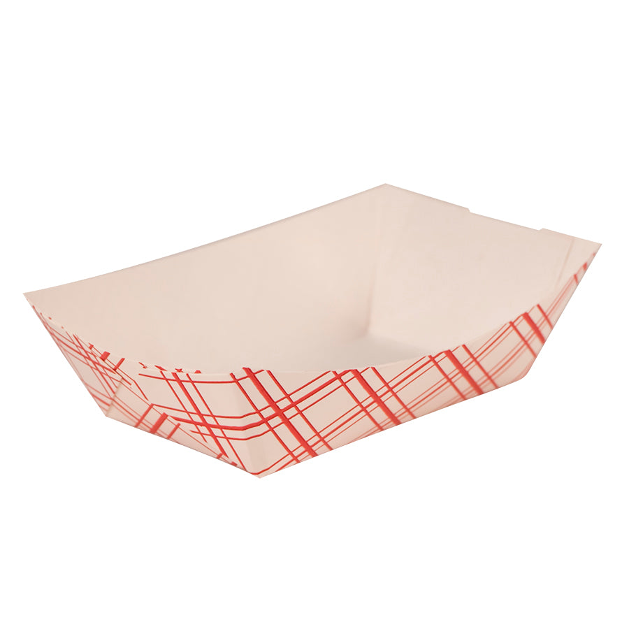 Empress PFAS-Free Food Trays, 1/4 lb, Red Plaid, 1,000/Case