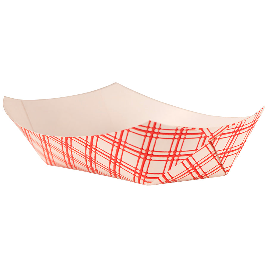 Empress PFAS-Free Food Trays, 1/2 lb, Red Plaid, 1,000/Case