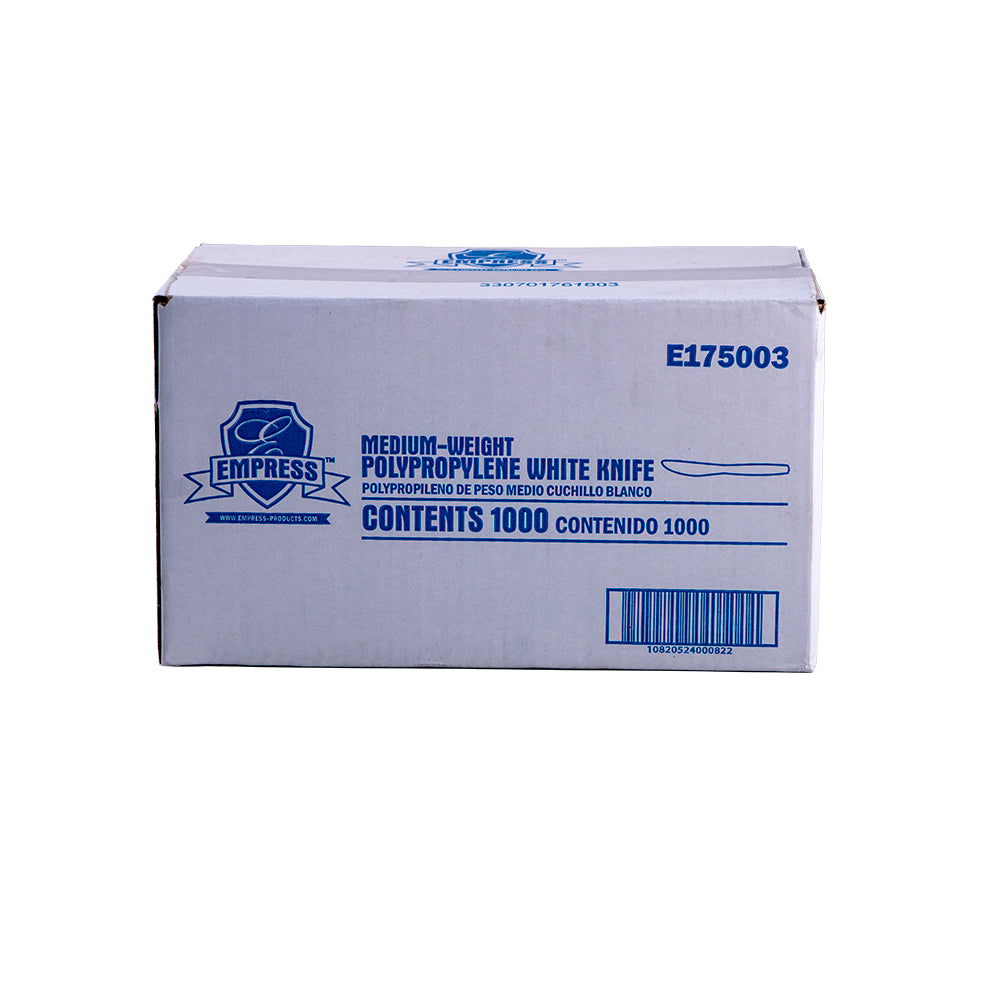 Empress White Mediumweight Polypropylene Knives, Wrapped Dense Pack, 1,000/Case