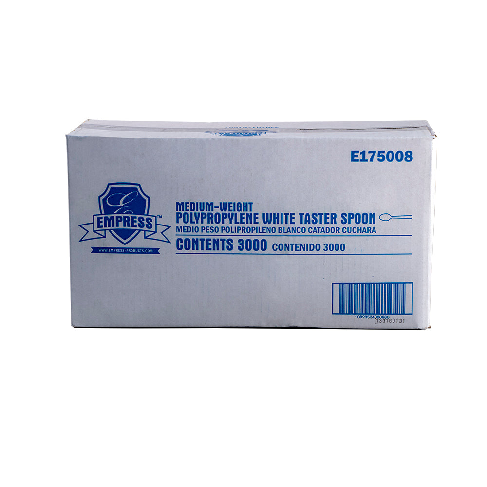 Empress White Mediumweight Polypropylene Taster Spoons, Dense Pack, 6 x 500/Case