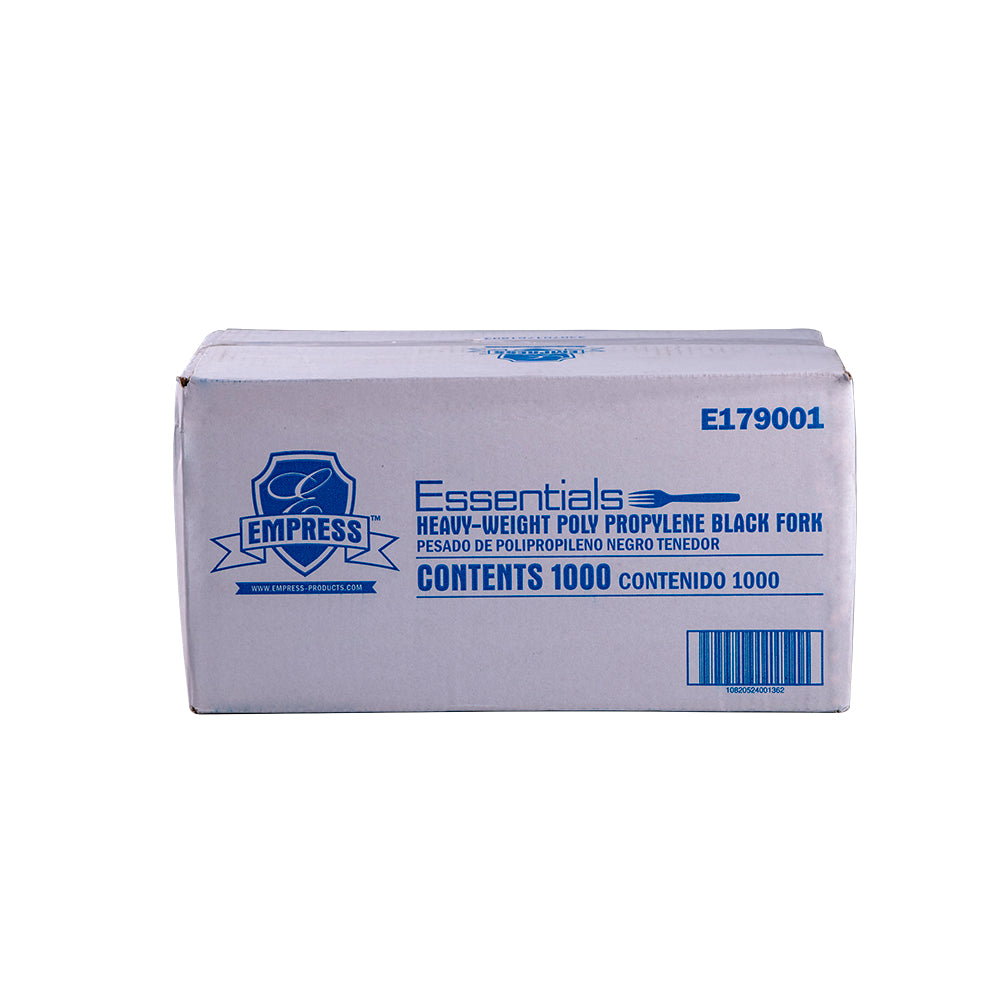 Empress Black Heavyweight Polypropylene Forks, Dense Pack, 1,000/Case