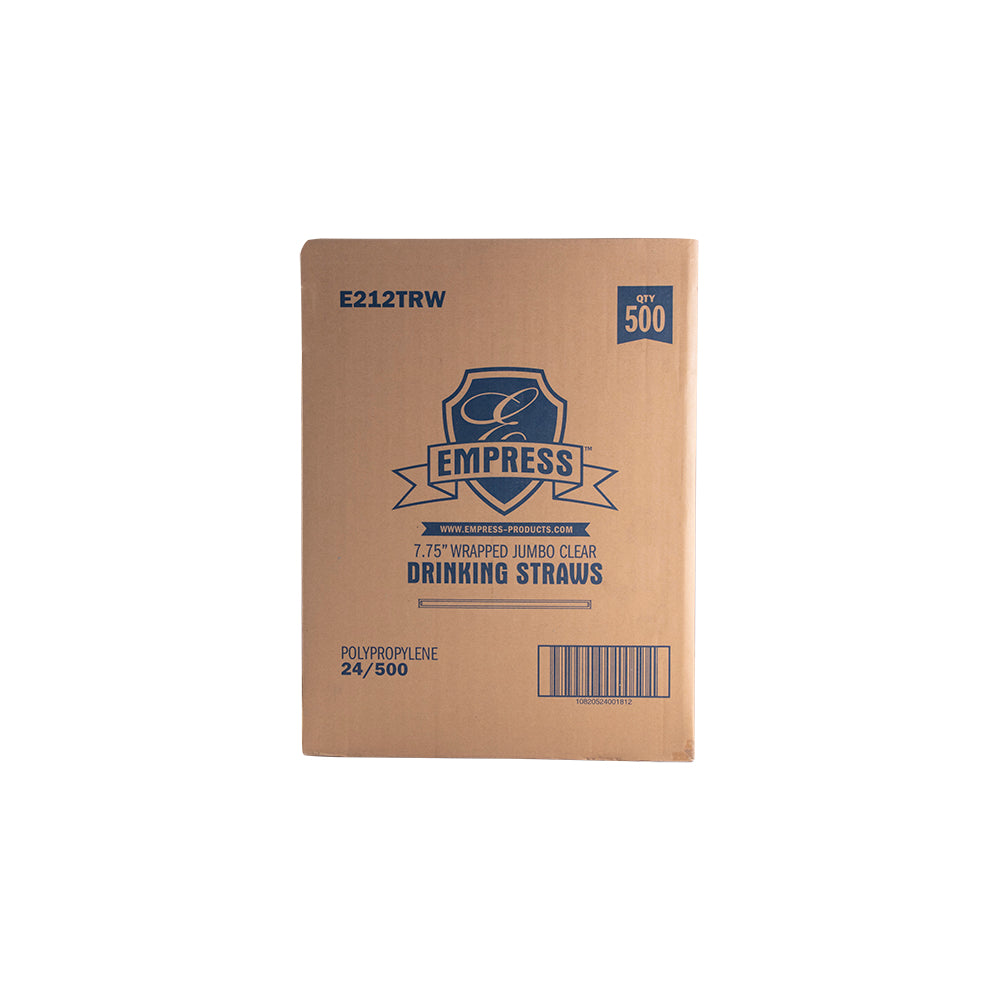 Empress Clear Jumbo Straws, 7.75 in, Paper-Wrapped, 12,000/Case