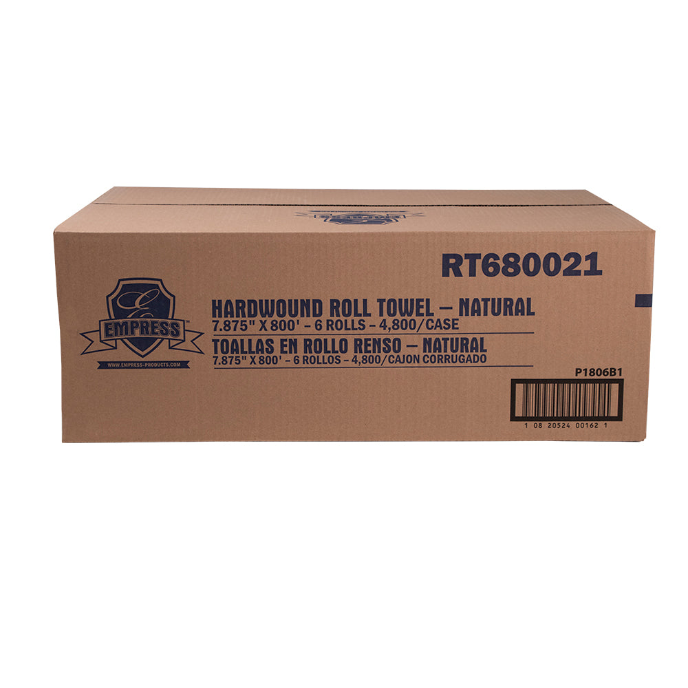 Empress Hardwound Roll Towel 8"x800' Natural | 6 Rolls/Case
