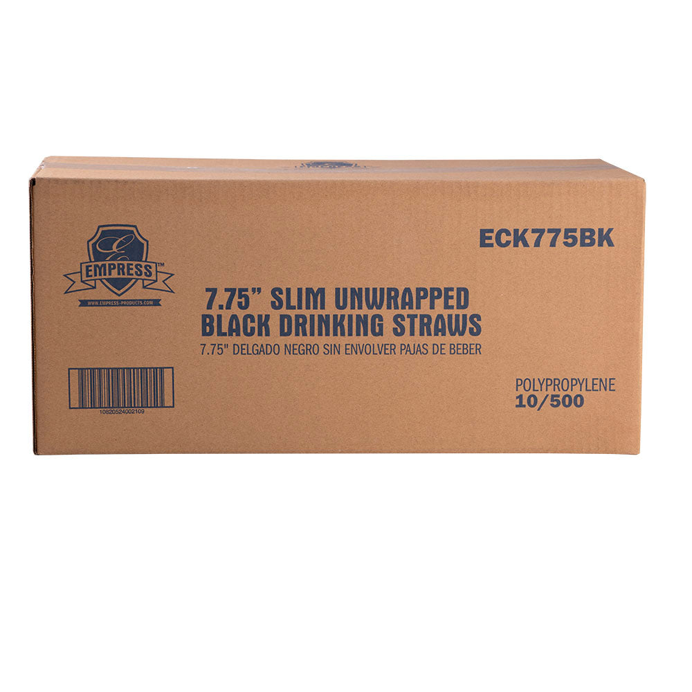 Empress Black Semi-Slim Straw/Stirrers, 7.75 in, Unwrapped, 5,000/Case