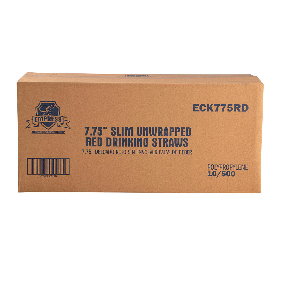 Empress Red Semi-Slim Straw/Stirrers, 7.75 in, Unwrapped, 5,000/Case