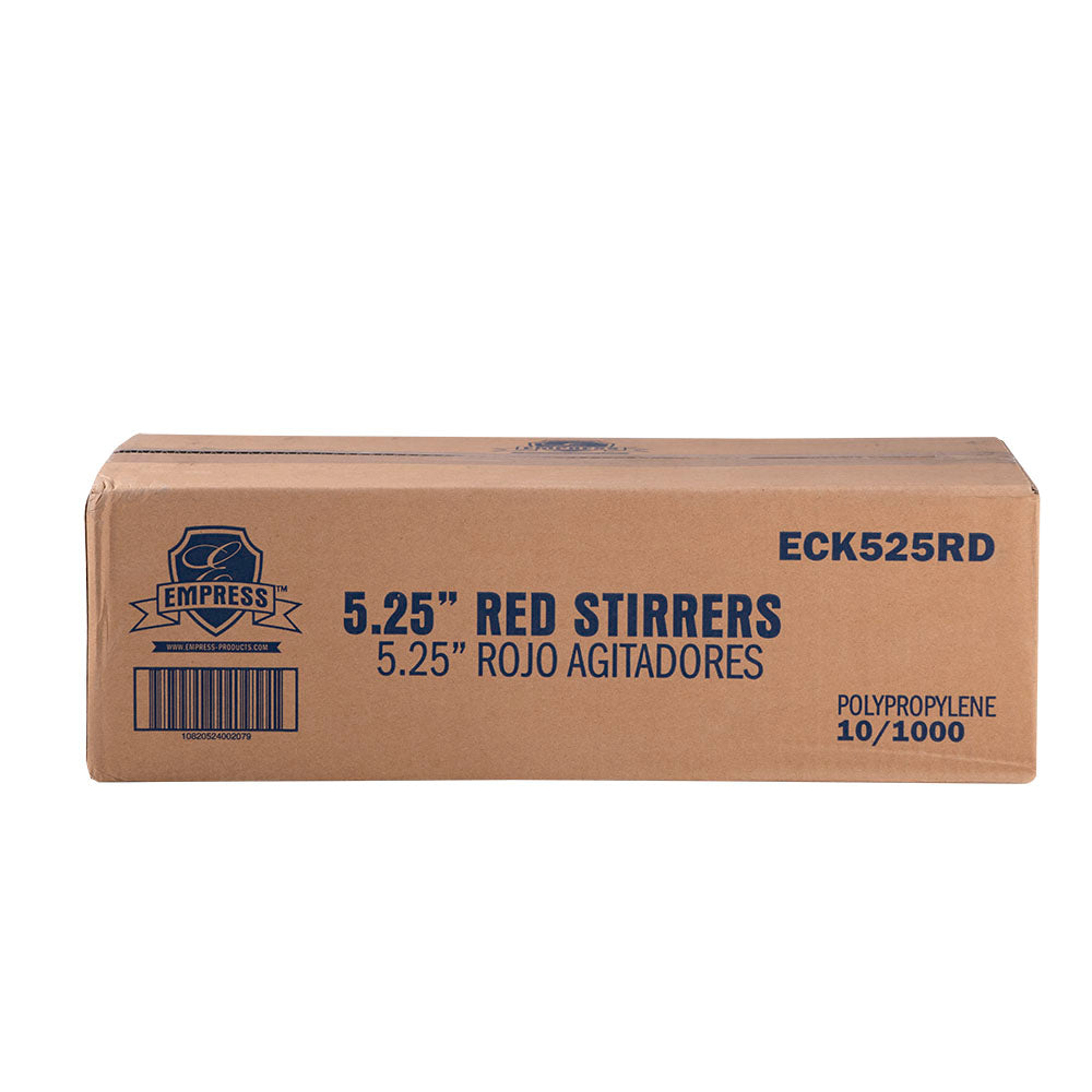 Empress Red Cocktail Straw/Stirrers, 5.25 in, Unwrapped, 10,000/Case