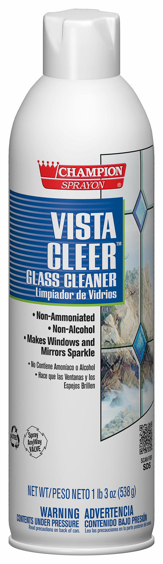 Chase Products Vista Clear Aerosol Glass Cleaner Ammonia-Free 20 oz | 12/Case