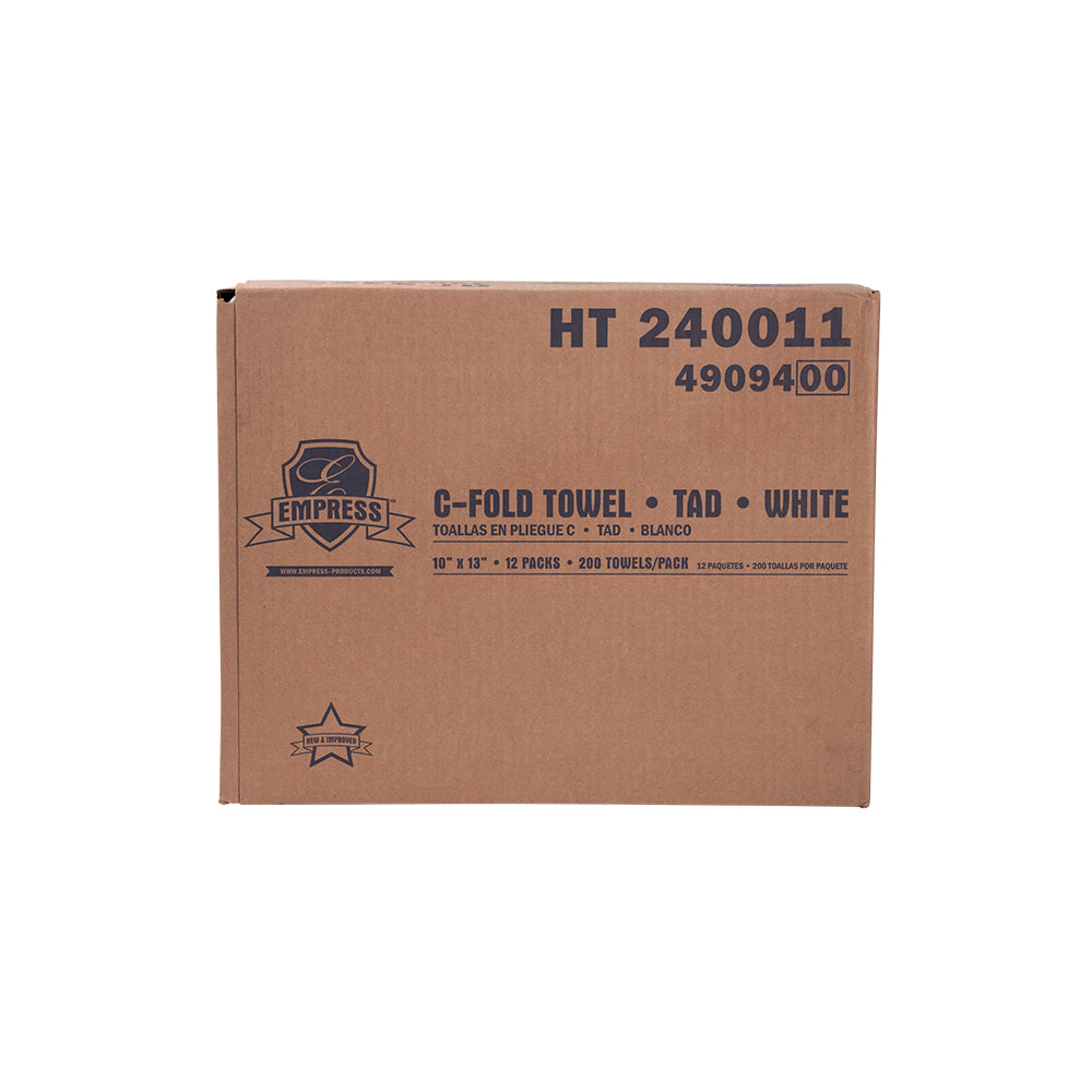 Empress White TAD C-Fold Paper Towels, 10 x 12.75 in, 12 Packs of 200