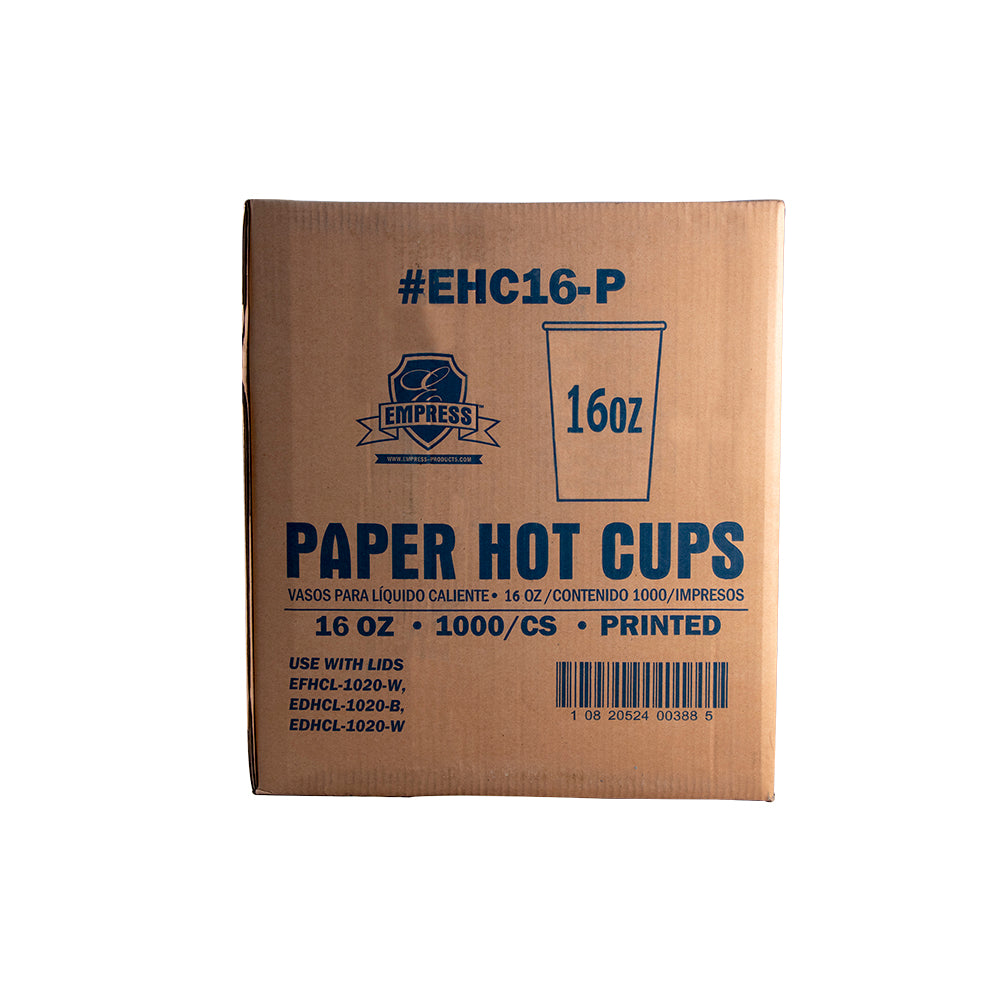 Empress Paper Hot Cups, 16 oz, Good Day Print, 20 x 50/Case