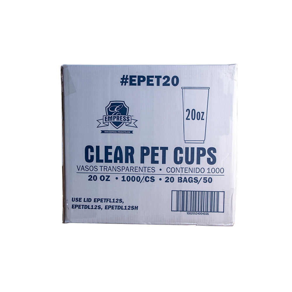 Empress Clear PET Cups, 20 oz, 20 x 50/Case