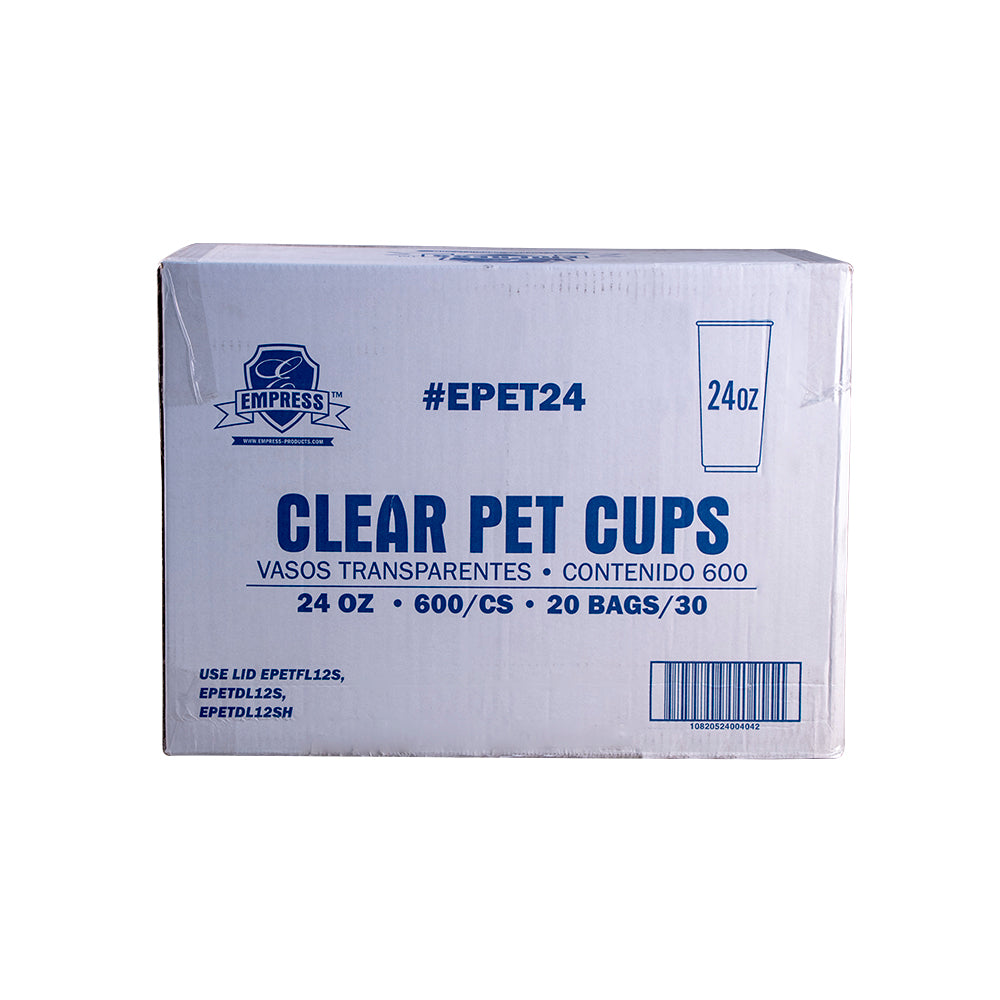 Empress Clear PET Cups, 24 oz, 20 x 30/Case