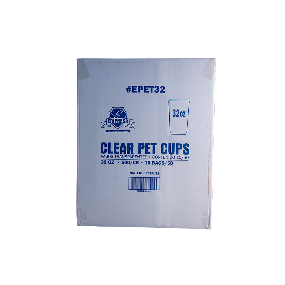 Empress Clear PET Cups, 32 oz, 10 x 50/Case