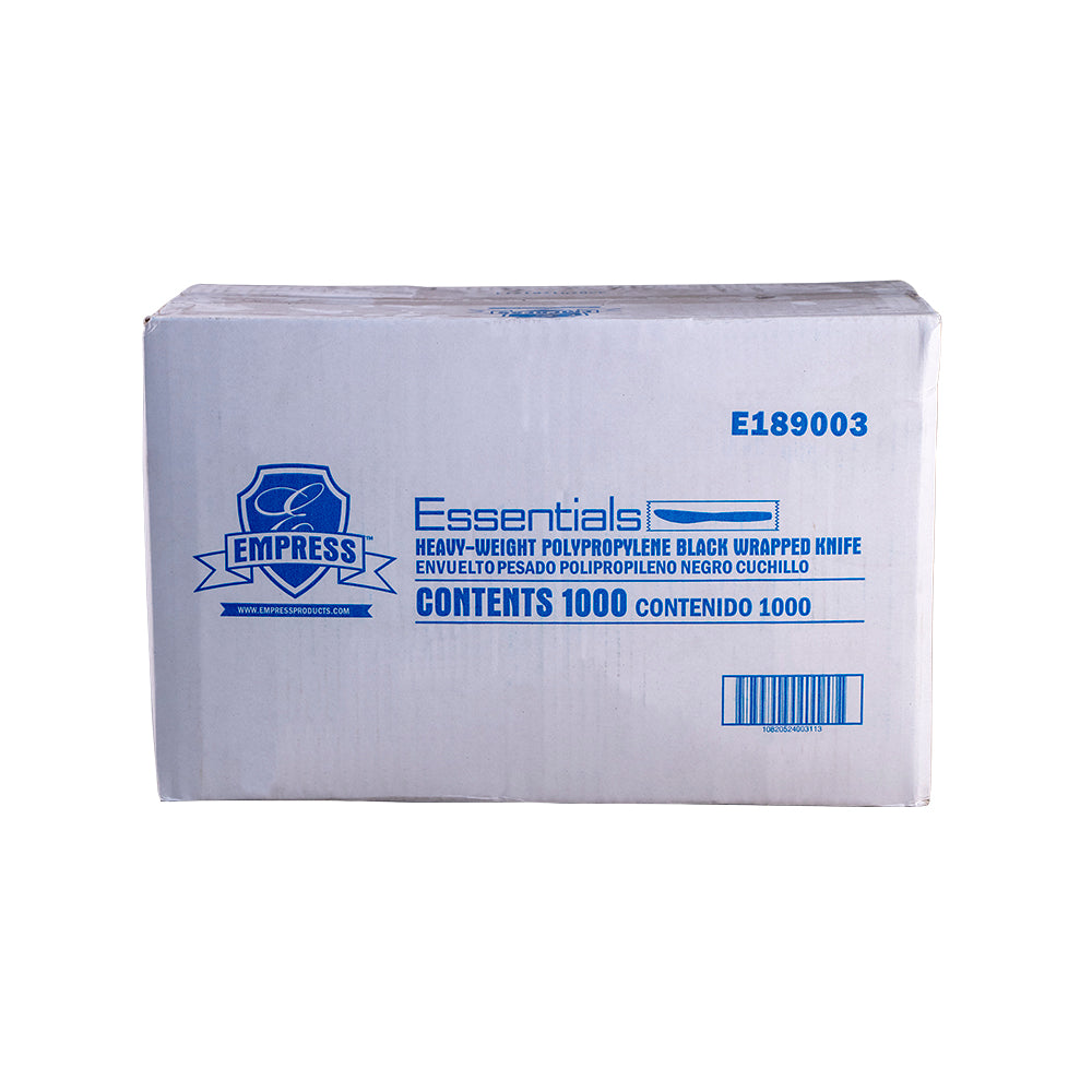 Empress Black Heavyweight Polypropylene Knives, Wrapped, 1,000/Case