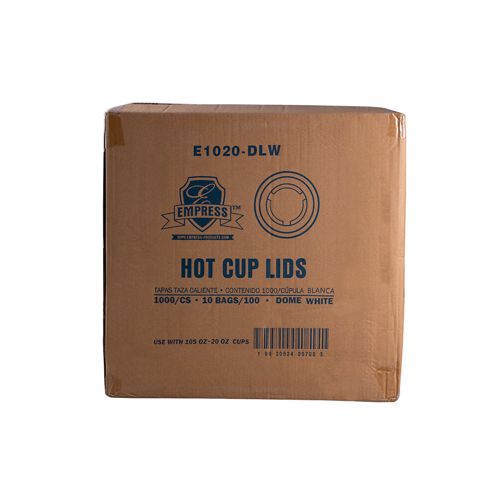 Empress White Dome Lids for 10–20 oz Paper Hot Cups, 1,000/Case