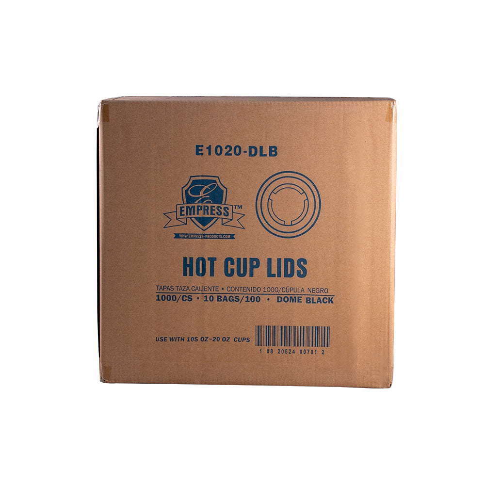 Empress Black Dome Lids for 10–20 oz Paper Hot Cups, 9 cm Rim, 1,000/Case