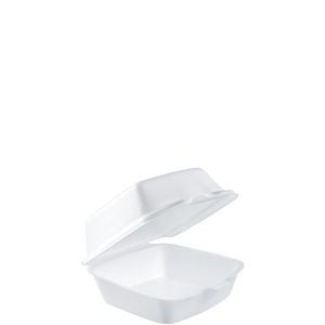 Dart , Foam Hinged Containers (Non Perf) , 5" Medium 5 1/8 x 5 3/8 x 2 7/8 , 4 / 125 cs