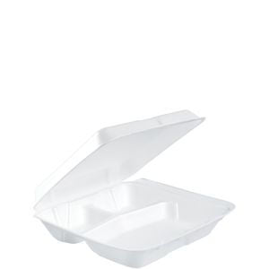 Dart Foam Hinged Container Small 8x7.5x2.25" | 2/100 cs (200/Case)