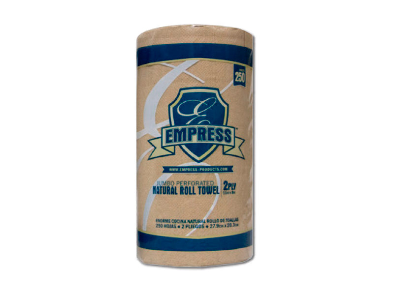 Empress Natural Kitchen Roll Towels, 2-Ply, 8 x 11 in, 12 Rolls x 250 Sheets