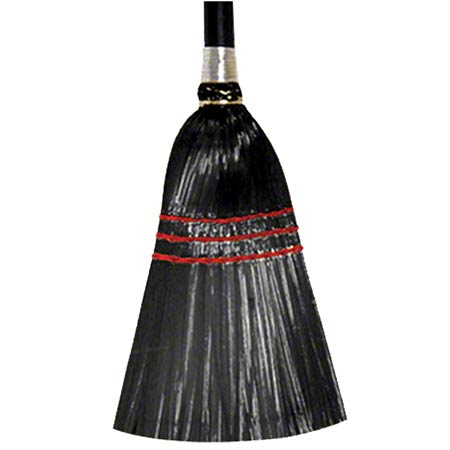 Performance Plus , Black Plastic Lobby Broom , Poly 3 Stitch 30" X 13/16" Handle , 12 / cs