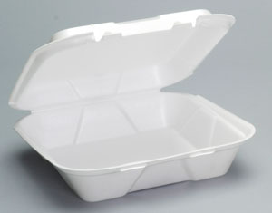 Genpak Large Vented 1-Compartment Hinged Container White Foam 9-3/16x9-9/16x2-21/32 | 2/100 cs (200/Case)