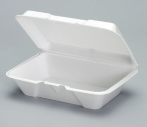 Genpak Large Deep 1-Compartment White Foam Hinged Container 9-3/16"x6.5"x2.75" | 200/Case