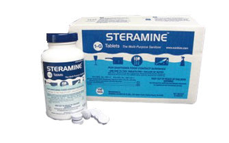 Steramine Quaternary Sanitizing Tablets | 6 Bottles of 150 Tablets/Case