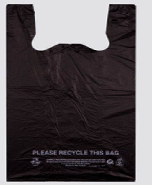 IBS Black T-Shirt Bags, 12 x 7 x 22, 21 Mic, 500/Case