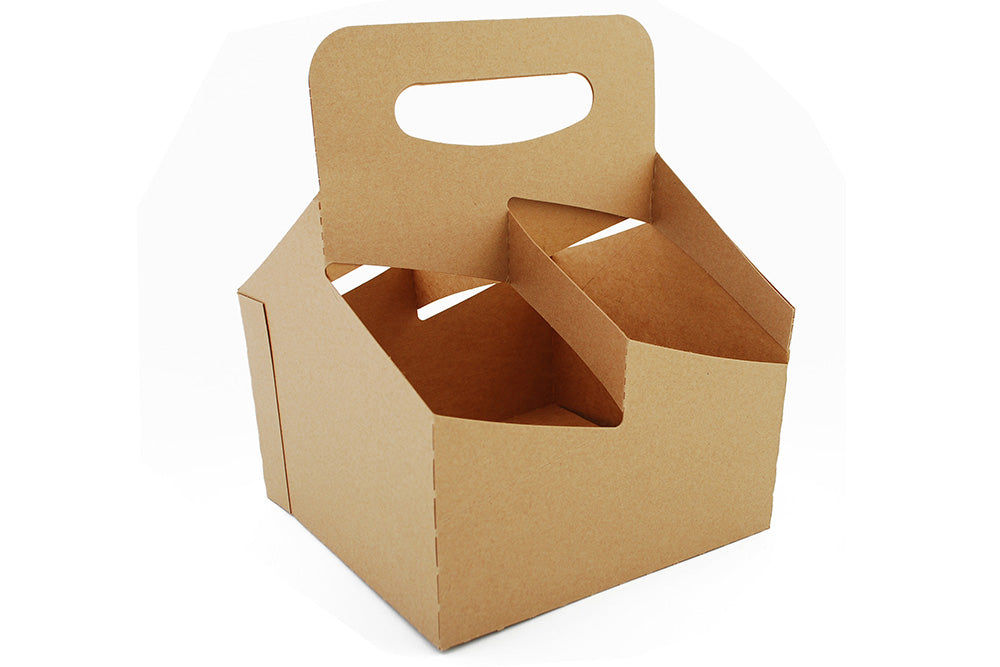 Southern Champion Kraft Paperboard 4-Cup Drink Carrier with Handle up to 32 oz | 250/Case