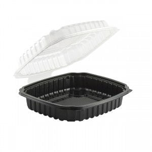 Anchor Packaging , 1-Compartment Black Base Clear Lid , 9" x 9" x 2.5" Hinged Clamshell , 100 / cs