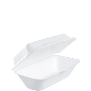 Dart , Foam Hoagie Cont w/ Removable Lid , 9 3/4 x 5 1/4 x 3 1/4 White , 4 / 125 cs