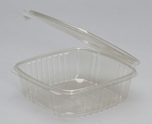 Genpak , 48oz Deli Container Clear Hinged , 8-1/16"x8"x2-1/2" , 2 / 100 cs